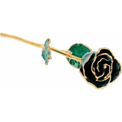 Lacquered Sparkle Emerald Colored Rose with Gold Trim 61-9055