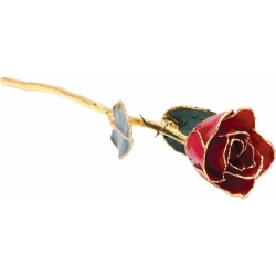 Lacquered Red Rose with Gold Trim 61-9141