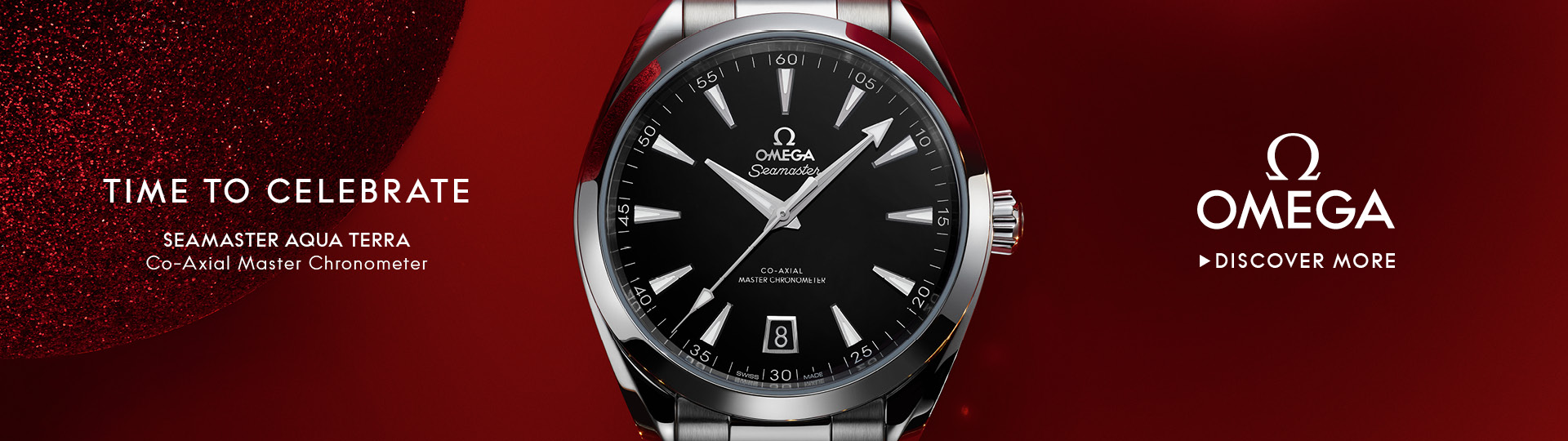 Omega Speedmaster Moonwatch Banner Banner with an Omega Speedmaster Moonwatch on a clean gray background