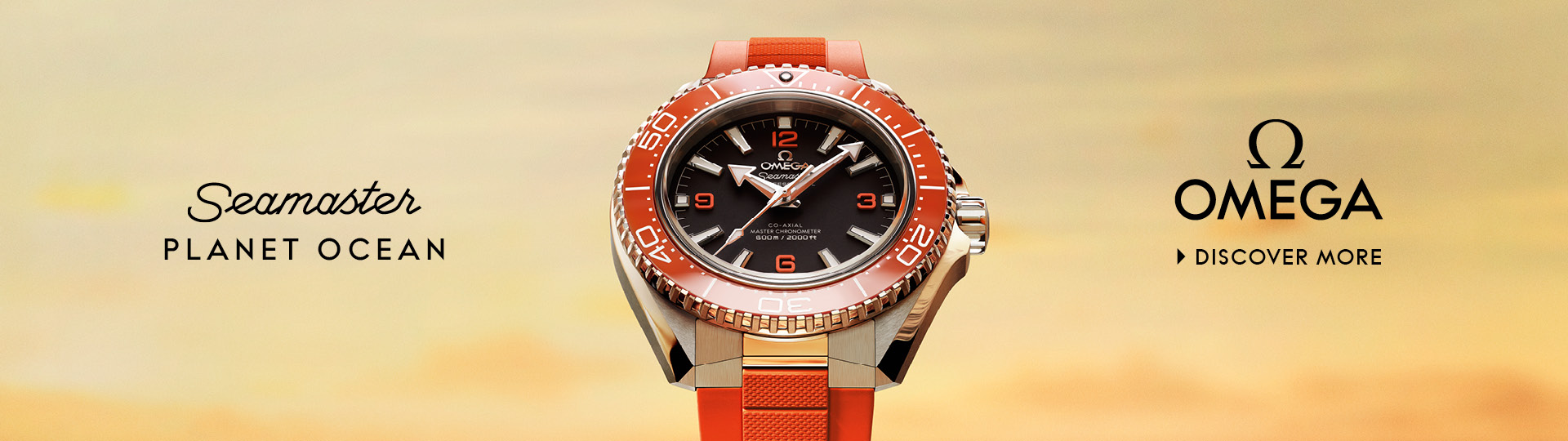 Omega Speedmaster Moonwatch Banner Banner with an Omega Speedmaster Moonwatch on a clean gray background