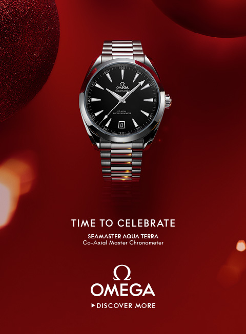 Omega Speedmaster Moonwatch Banner Banner with an Omega Speedmaster Moonwatch on a clean gray background