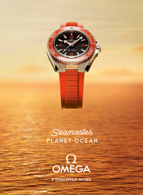 Omega Speedmaster Moonwatch Banner Banner with an Omega Speedmaster Moonwatch on a clean gray background